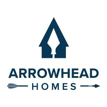 The logo for arrowhead homes shows a house with an arrow pointing to it.