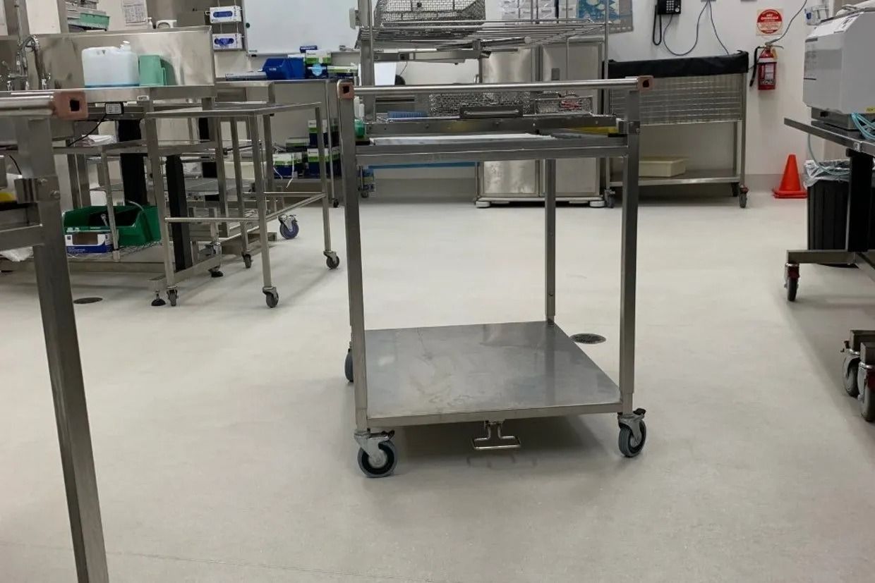 Stainless Steel Cart on Wheels in a Laboratory — Ozwide Flooring In Ciccone, NT