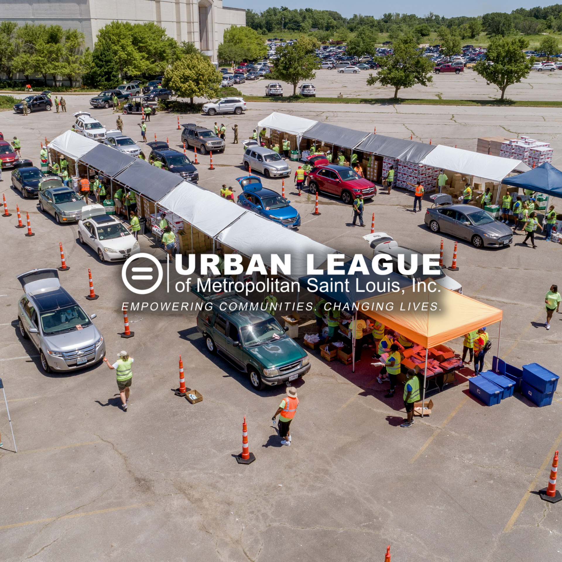 An aerial view of an urban league event in saint louis