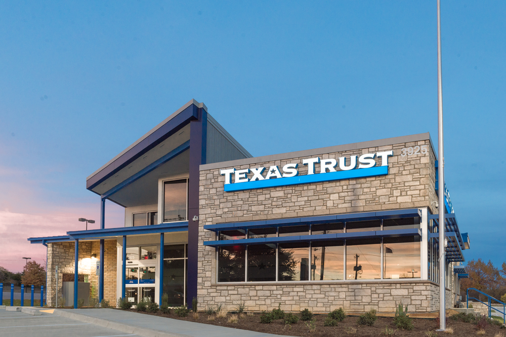 A building with texas trust written on it