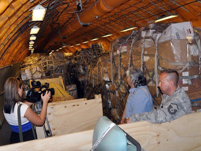 C17 Denton Cargo plane loaded with Mission of Love humanitarian aid for the people of Honduras.