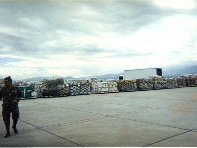 Mission of LOVE humanitarian aid on the Tarmac of the Honduran Airport.