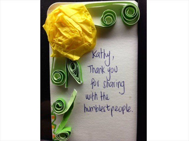 A HOMEMADE CARD MADE IN APPRECIATION OF OUR WORK OF LOVE TOWARD THE MAYAN PEOPLE OF TECPAN, GUATEMALA
