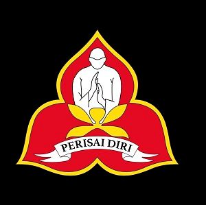 A man is sitting in a flower with the words perisai diri written on it.