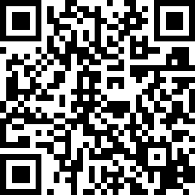 Black-and-white QR code centered on a white background