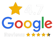 Google logo with a 4.7-star review rating and gold stars.