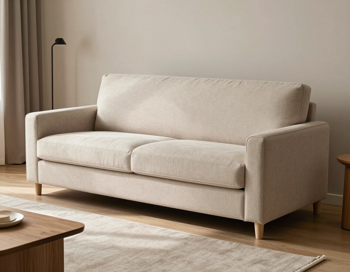 Sofá cama americano importado en una sala minimalista y elegante.