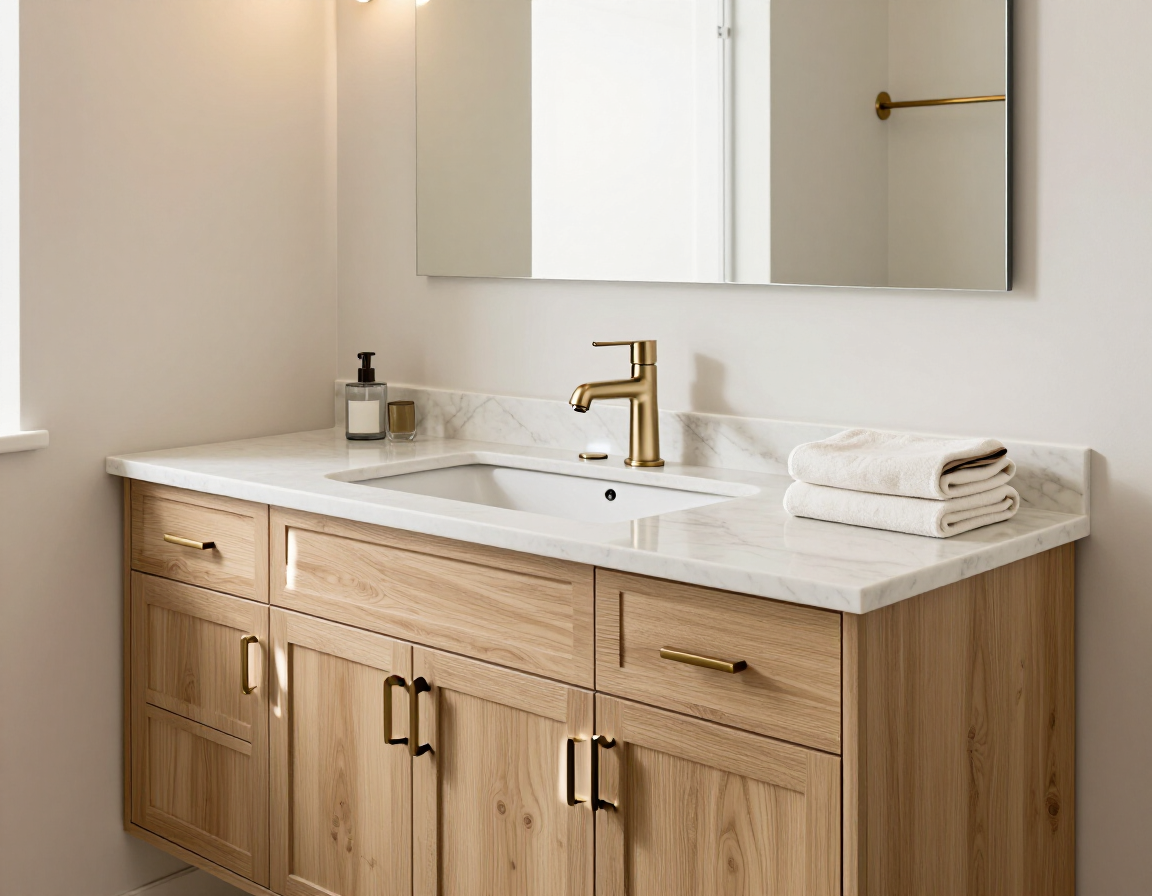 Vanitorio americano en un baño moderno y elegante.