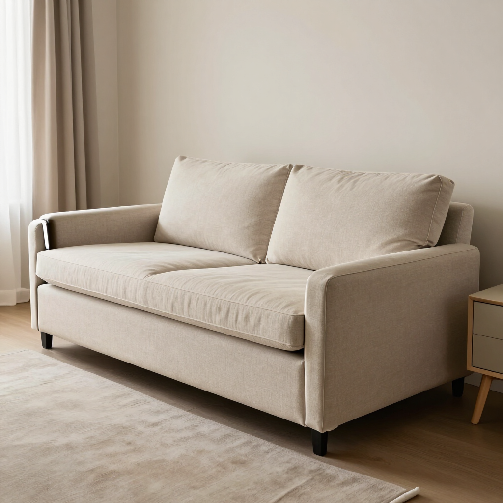 Sillón cama americano importado en dormitorio elegante y sereno.