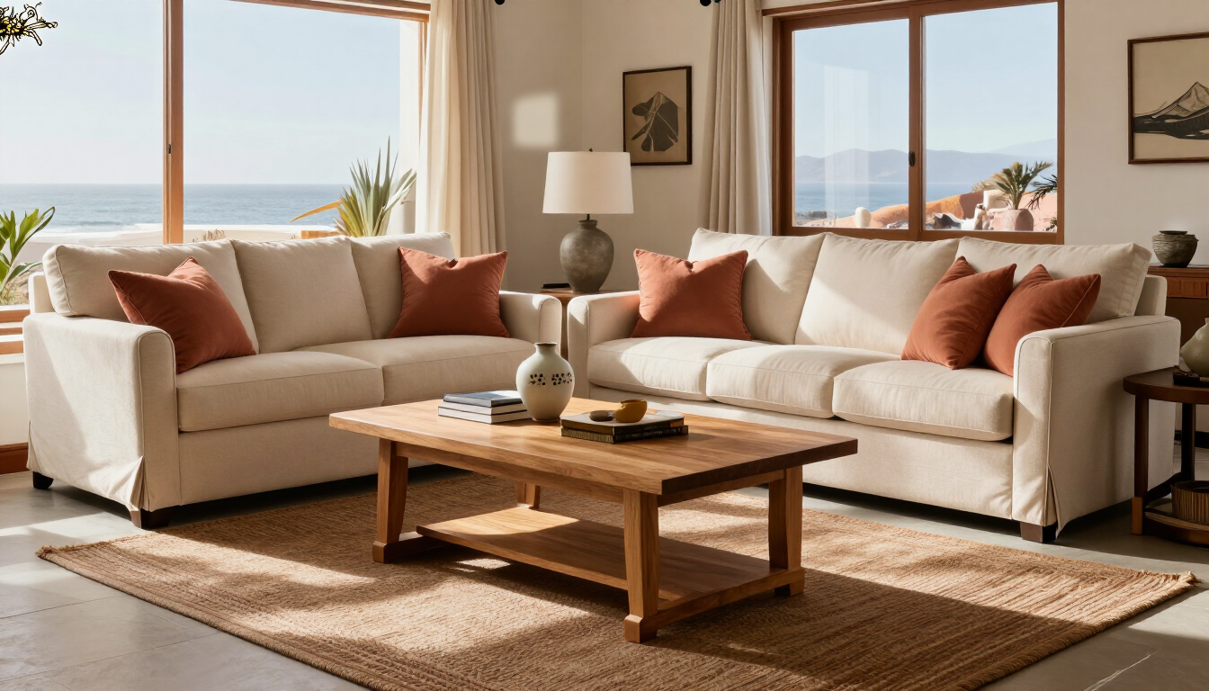 Muebles importados americanos en una sala elegante