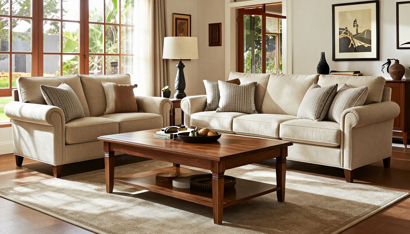 Muebles americanos importados en un living moderno y cómodo