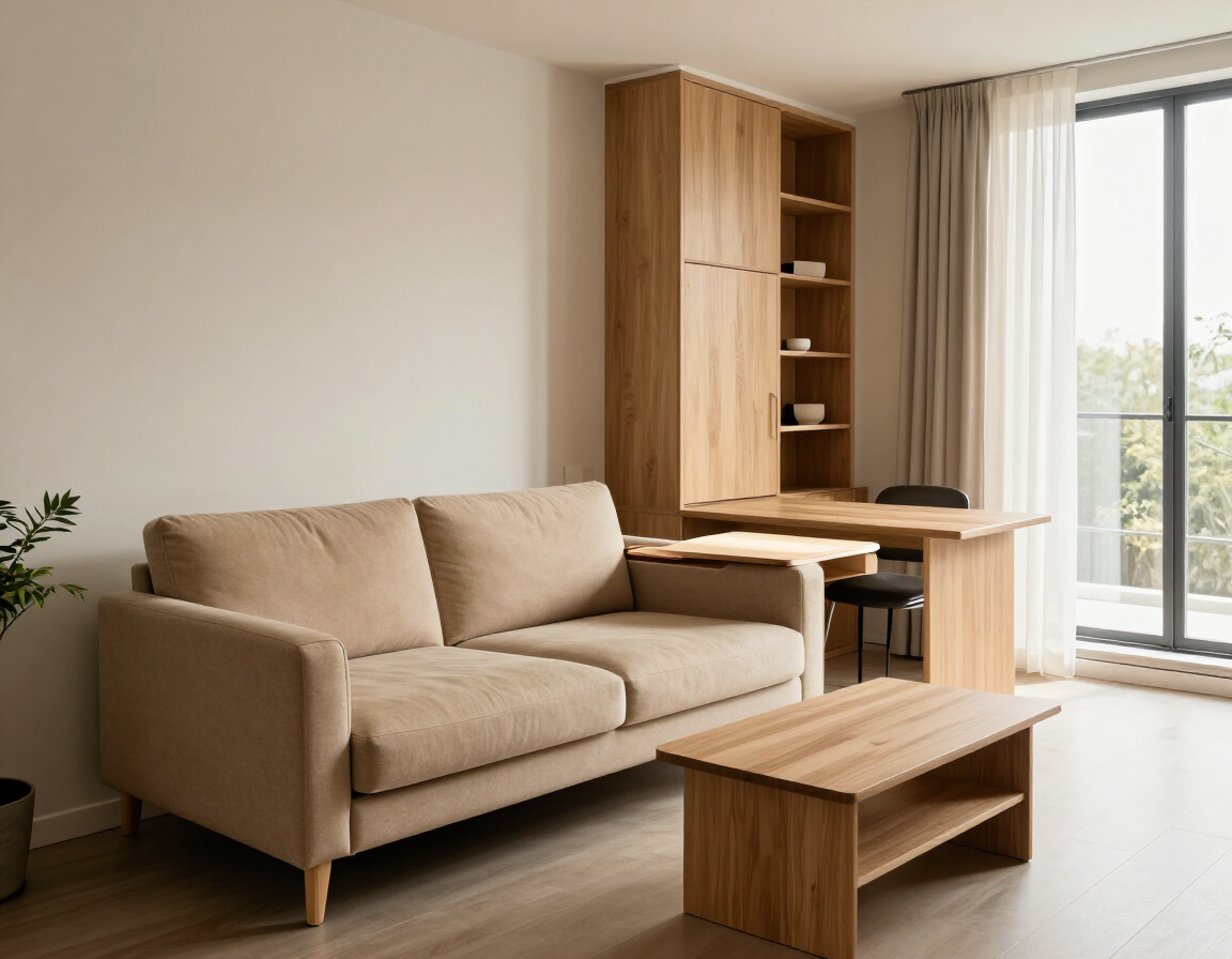 Sillón cama para espacios pequeños en un departamento moderno