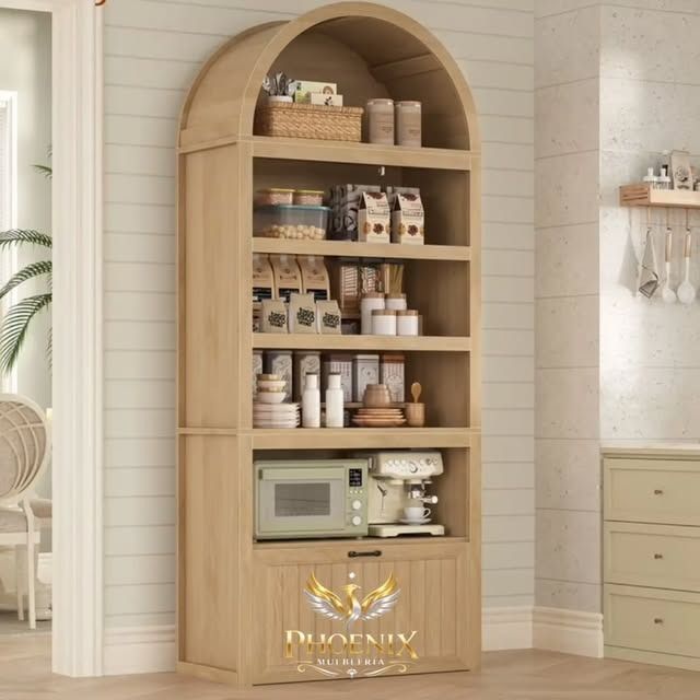 Despensa de cocina de madera con arco