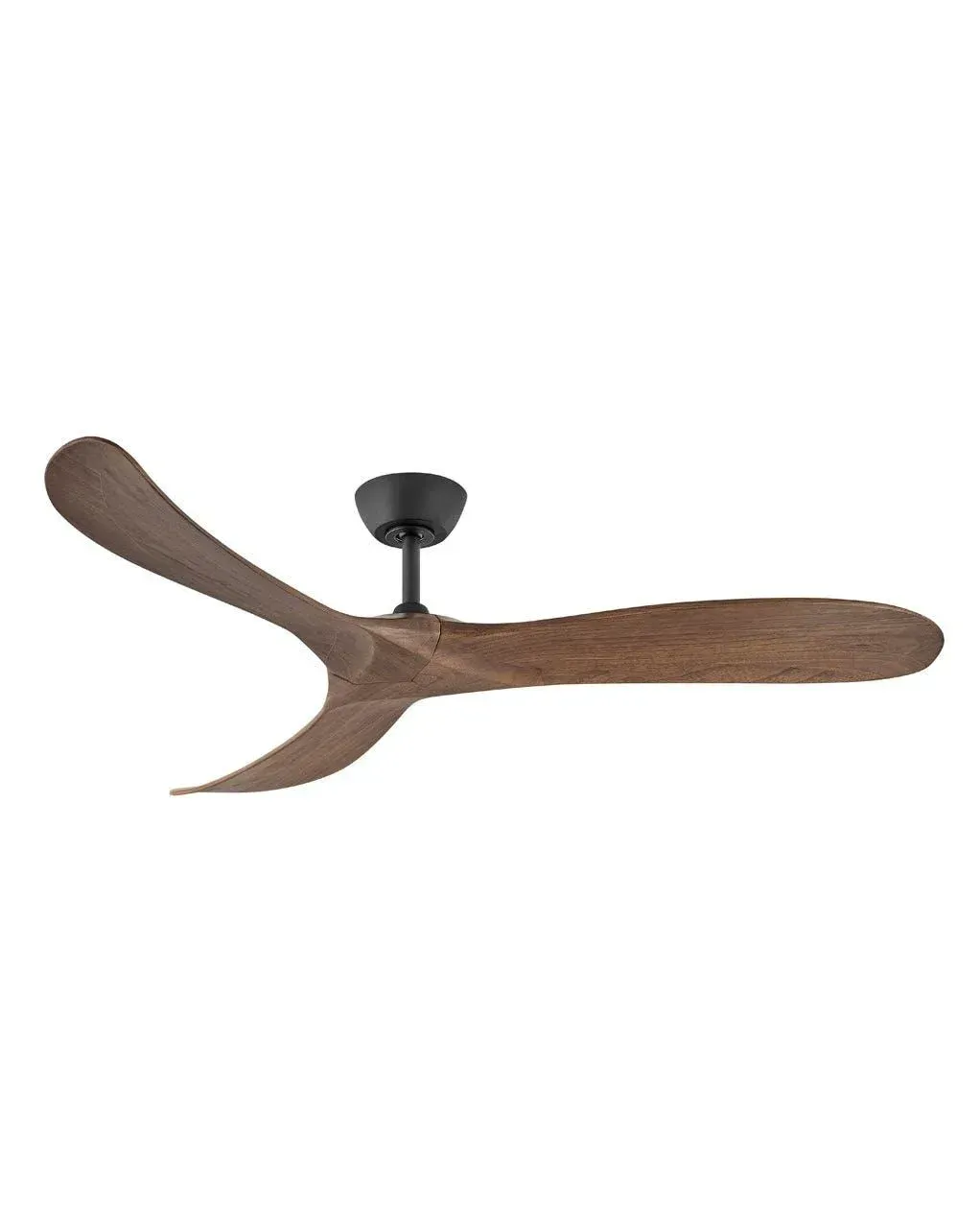 Brown wooden ceiling fan with black motor housing.