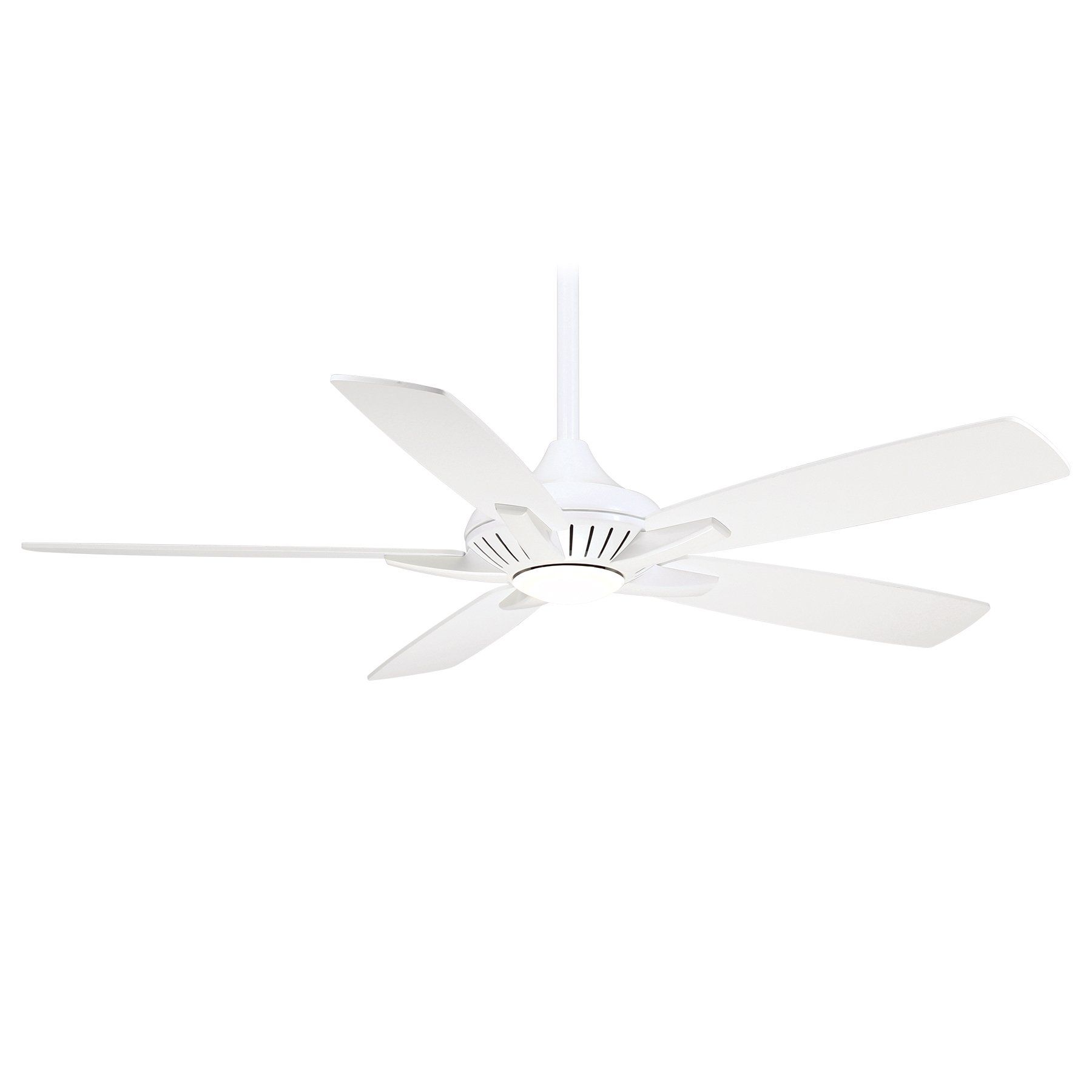 White ceiling fan with five blades.