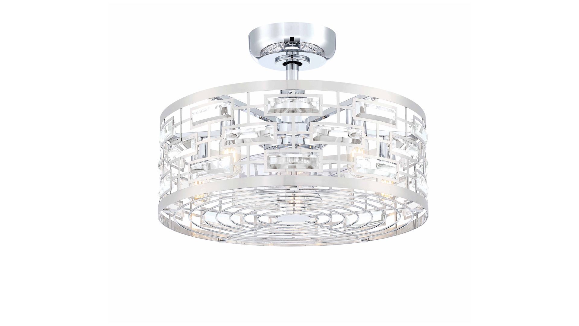 Chrome and crystal flush mount ceiling light.