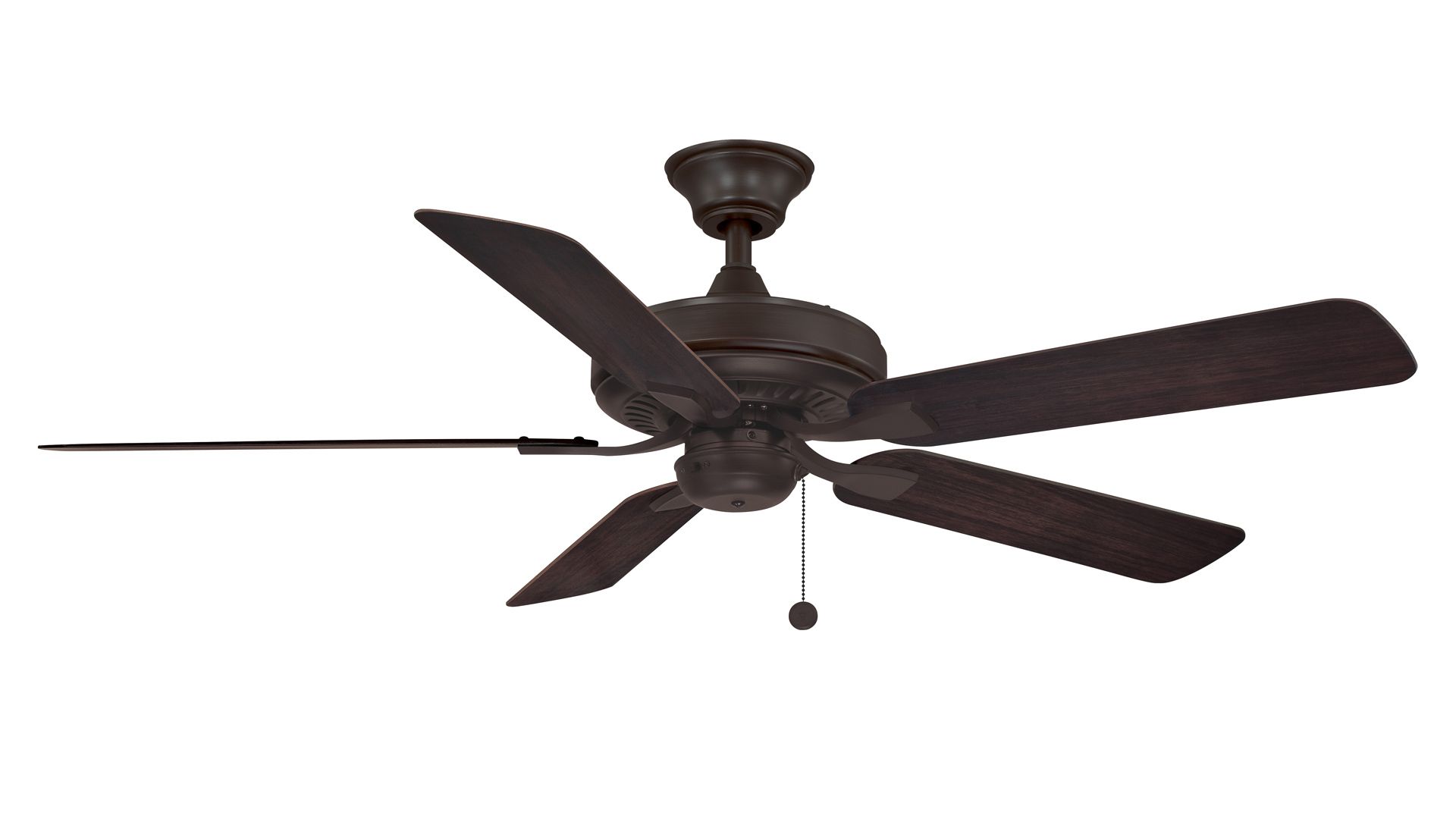 Dark bronze ceiling fan with five blades.