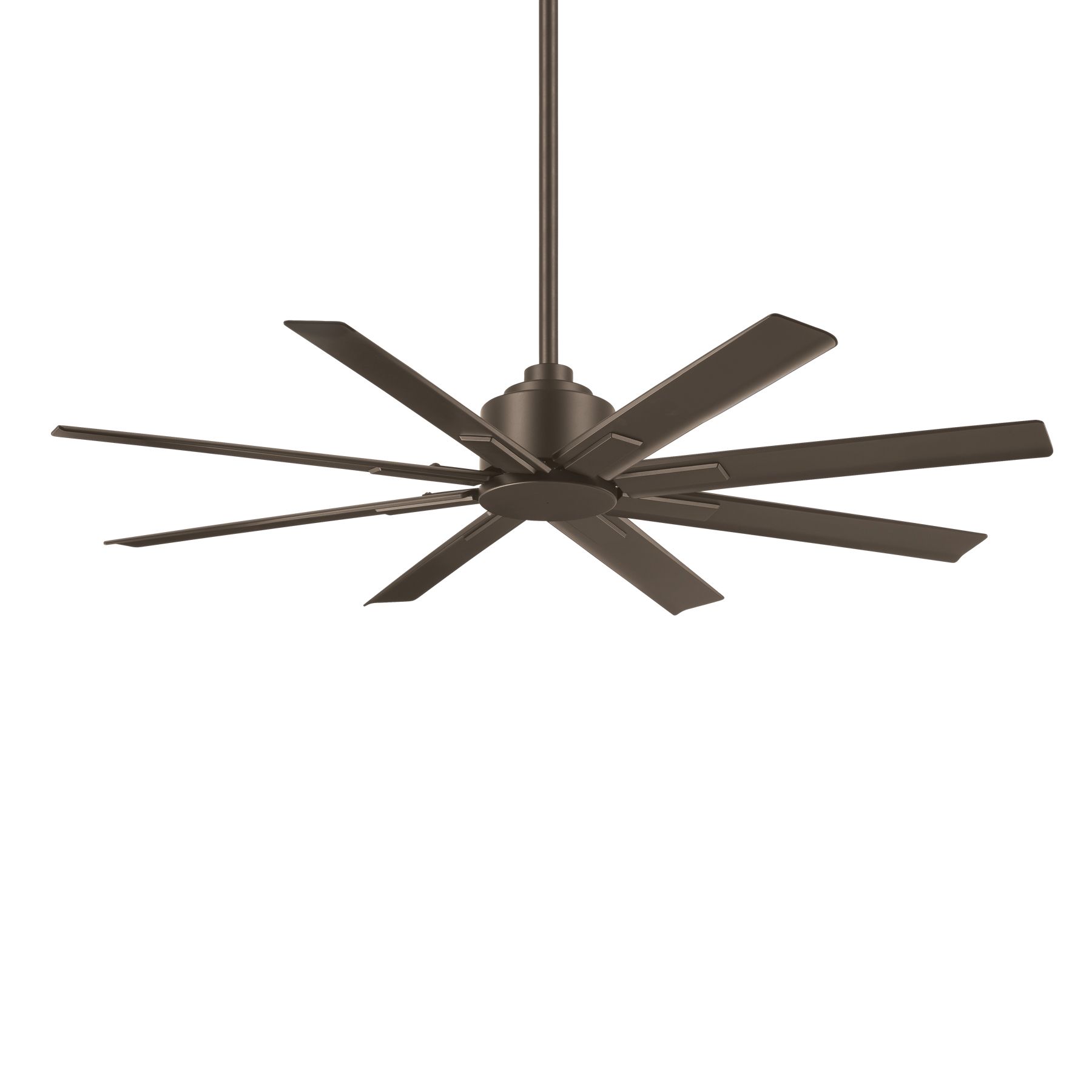 Bronze ceiling fan with eight blades.
