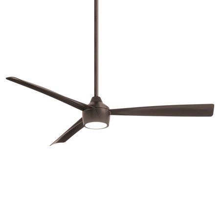 Dark brown ceiling fan with three blades and an integrated light.