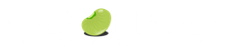 Green bean-shaped icon with a small dark shadow beneath it on a white background