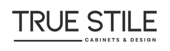 Logo for True Stile, featuring text "TRUE STILE" and "CABINETS & DESIGN" below a horizontal line.