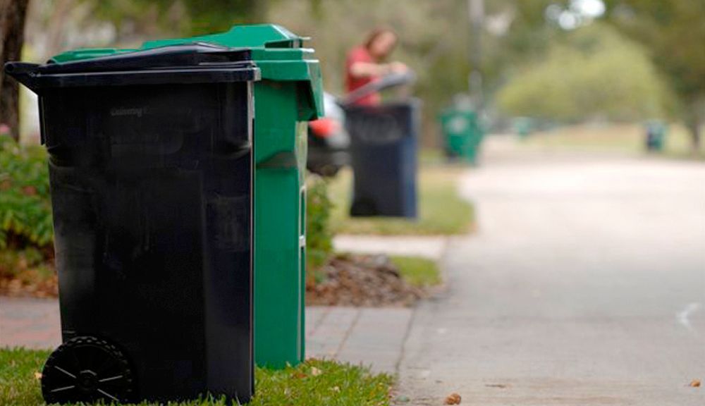 dirty trash bins