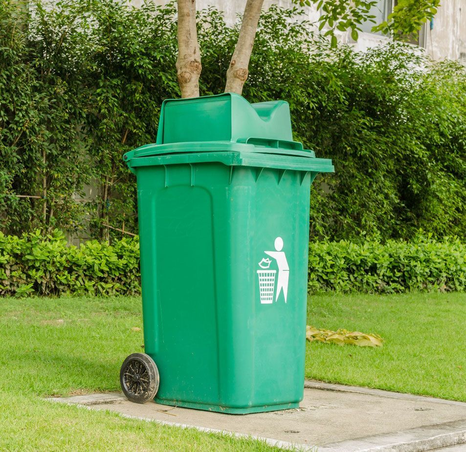 dirty trash bin