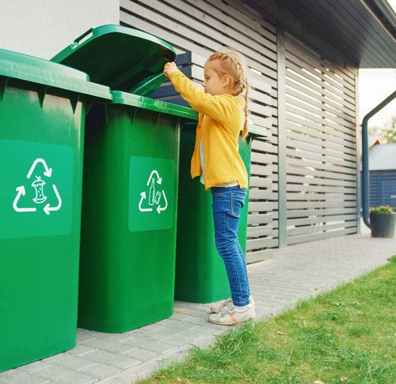 dirty trash bins