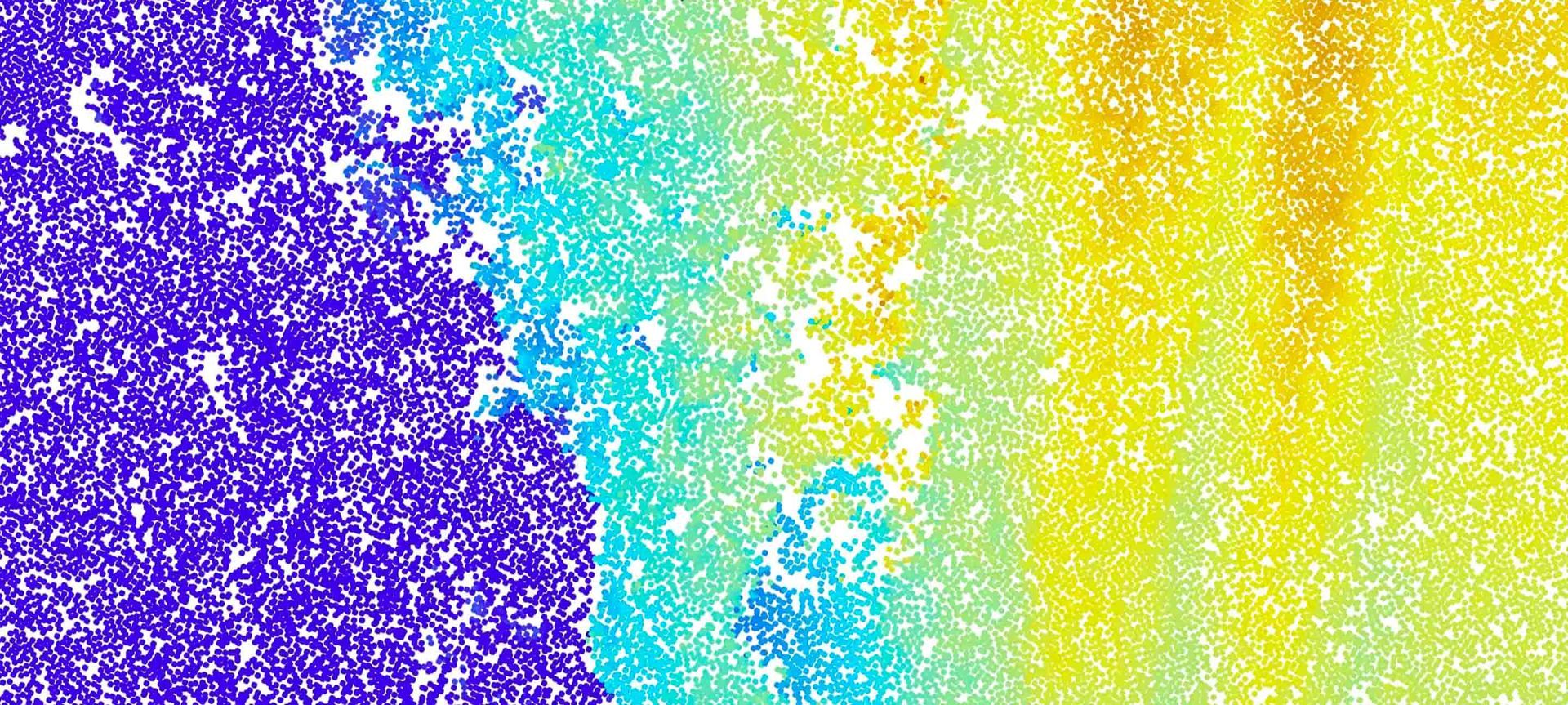 Abstract colorful data visualization, transitioning from blue to yellow with speckled texture.