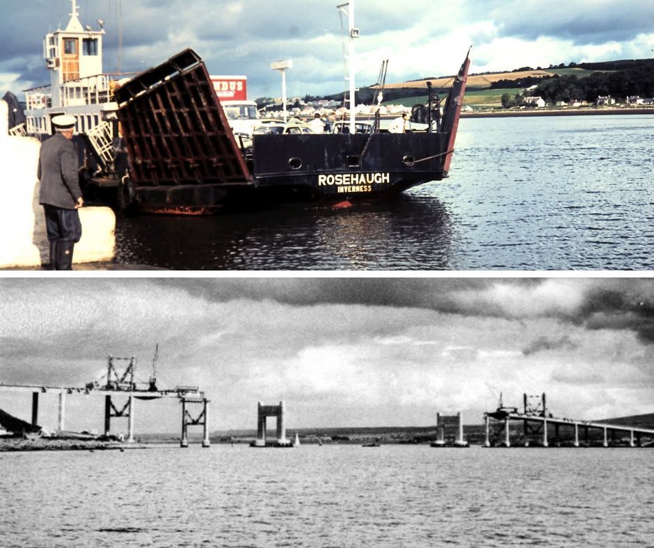 old photo of the ferry that used to run between Inverness and the Black Isle sitting in the water of the Beauly Firth