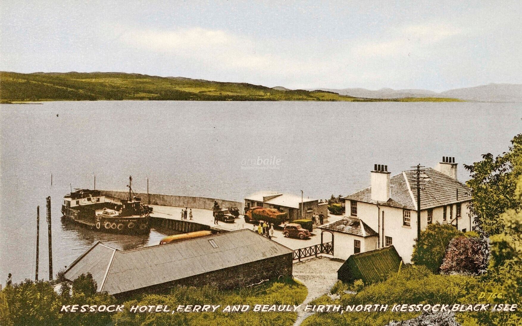 aerial photo of the back of the hotel with the jetty, ferry and waters of the Beauly Firth