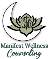 A logo for manifest wellness counseling with a letter m