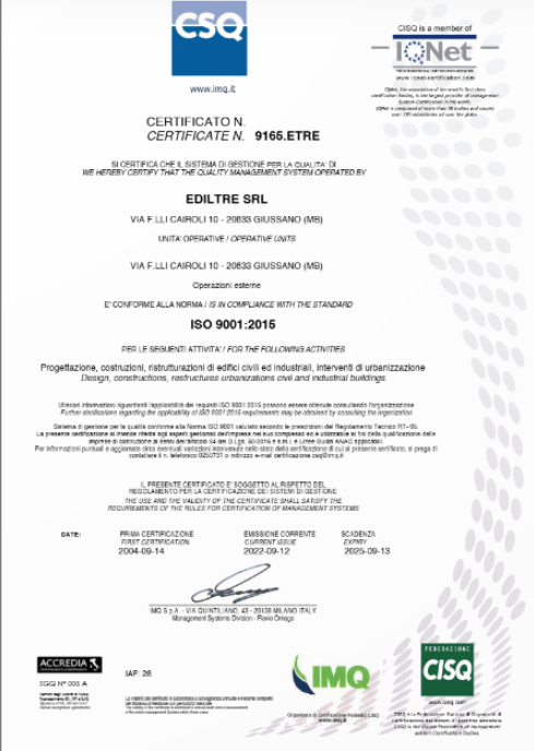 Documento di certificazione con i loghi CSQ e T-Net, contenente testo ufficiale e firma su sfondo bianco.