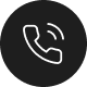 White phone icon ringing on black background.
