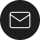 White outline of an envelope inside a black circle.