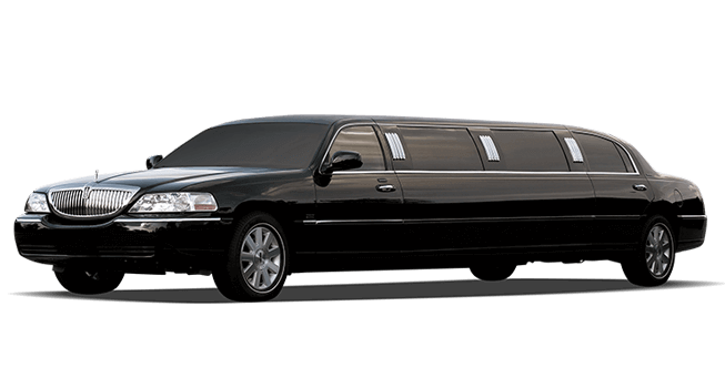 Black limousine on a white background.
