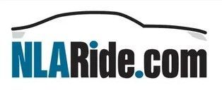 Logo for NLA Ride, with a car outline and text 