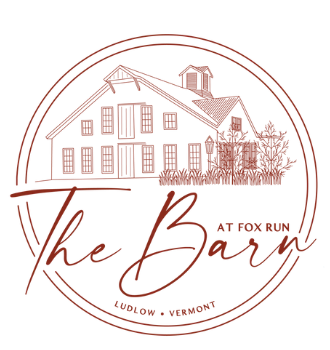 A logo for the barn at fox run in ludlow vermont
