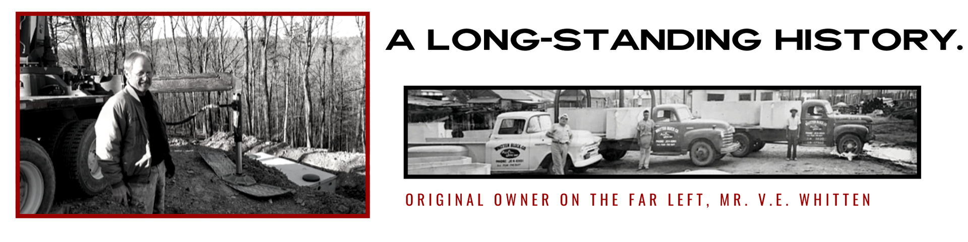 Black-and-white ad showing a man by train tracks with the headline “A long-standing history.”