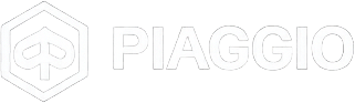 Logo PIAGGIO in grigio chiaro su sfondo bianco con emblema esagonale