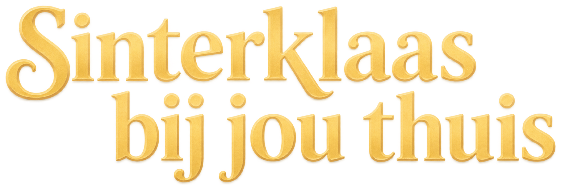 Gold text reading “Sinterklaas bij jou thuis” on a white background