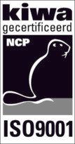 The logo for kiwa gecertificeerd ncp is iso9001.