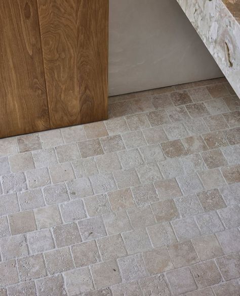 Light Beige Tiled Floor Beside A Wood Cabinet And A Slanted Wall Corner — Everyday Interiors in Helensburgh, NSW