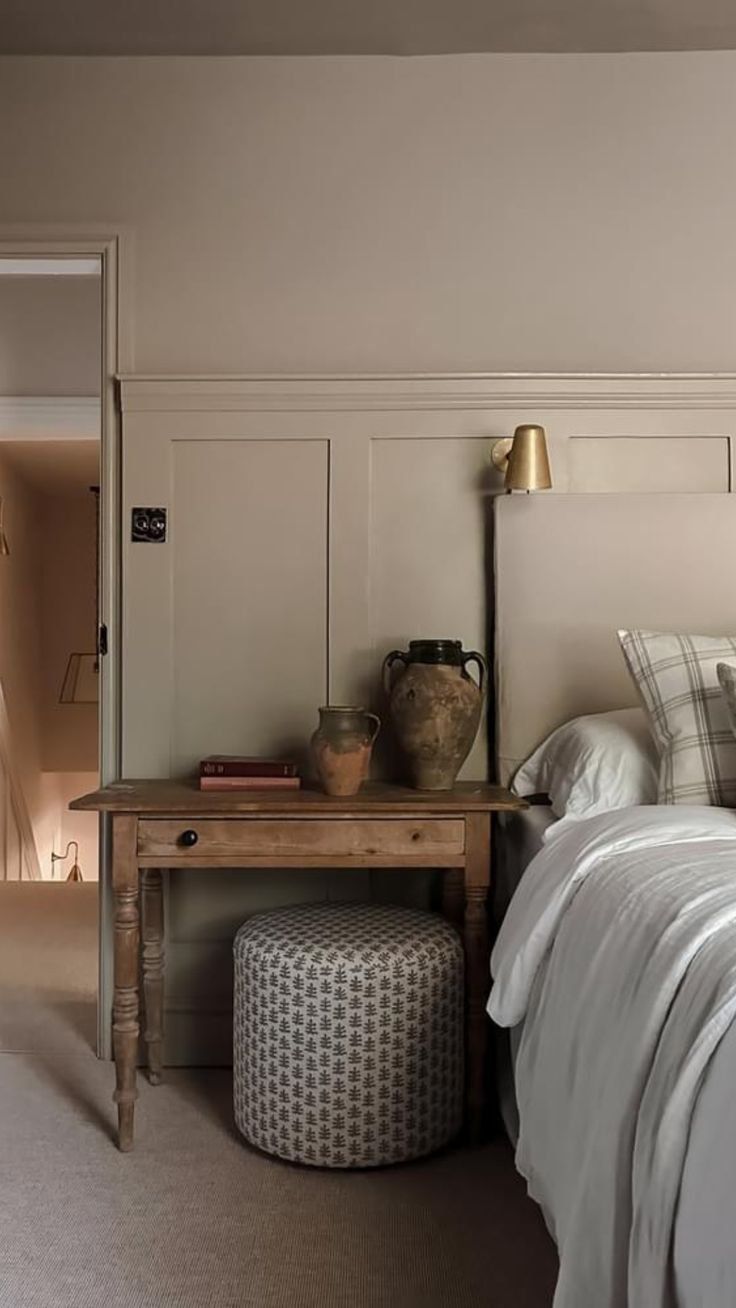 Cozy Bedroom Corner With Wooden Nightstand And A Lamp — Everyday Interiors in Helensburgh, NSW