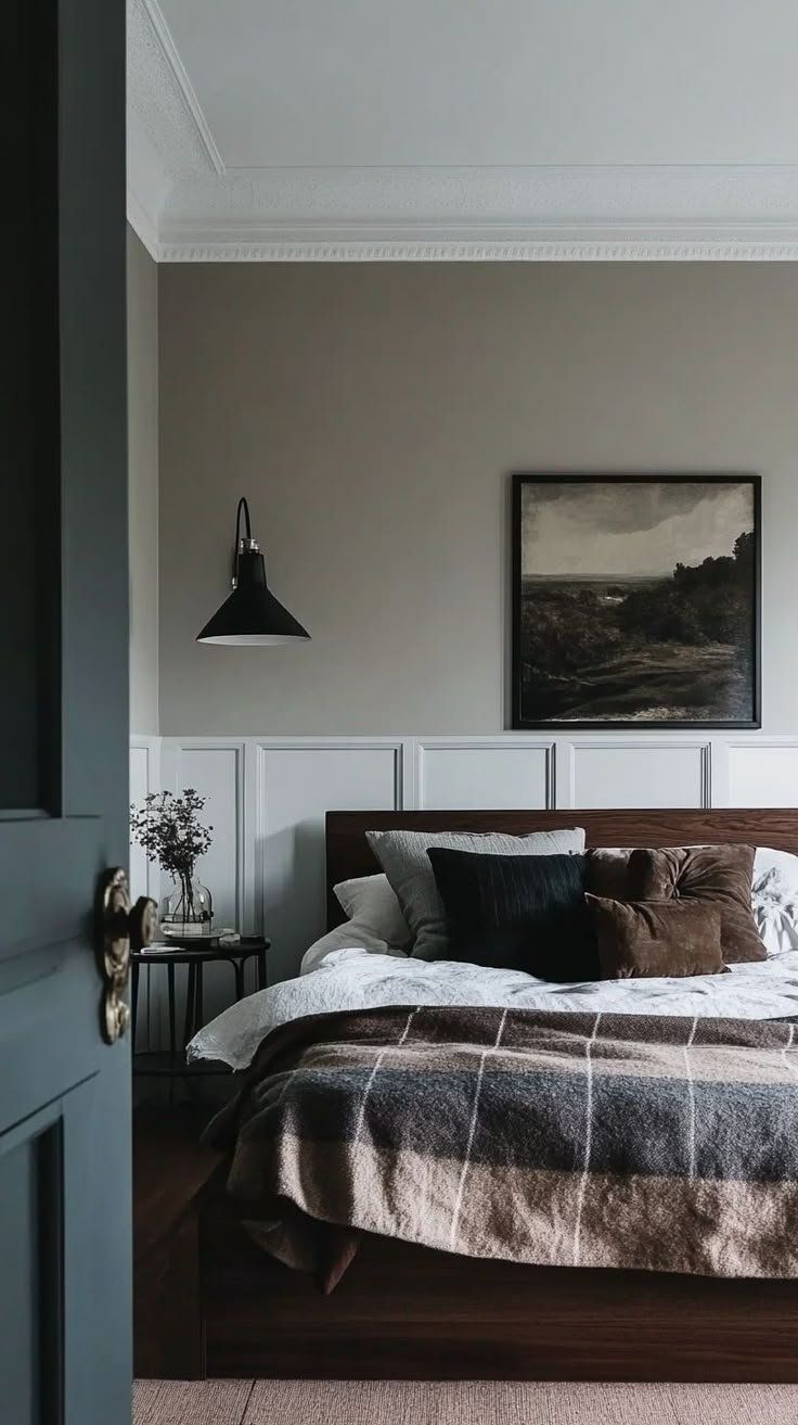 Cozy Bedroom With A Bed, Black Pendant Lamp And A Framed Wall Art — Everyday Interiors in Helensburgh, NSW