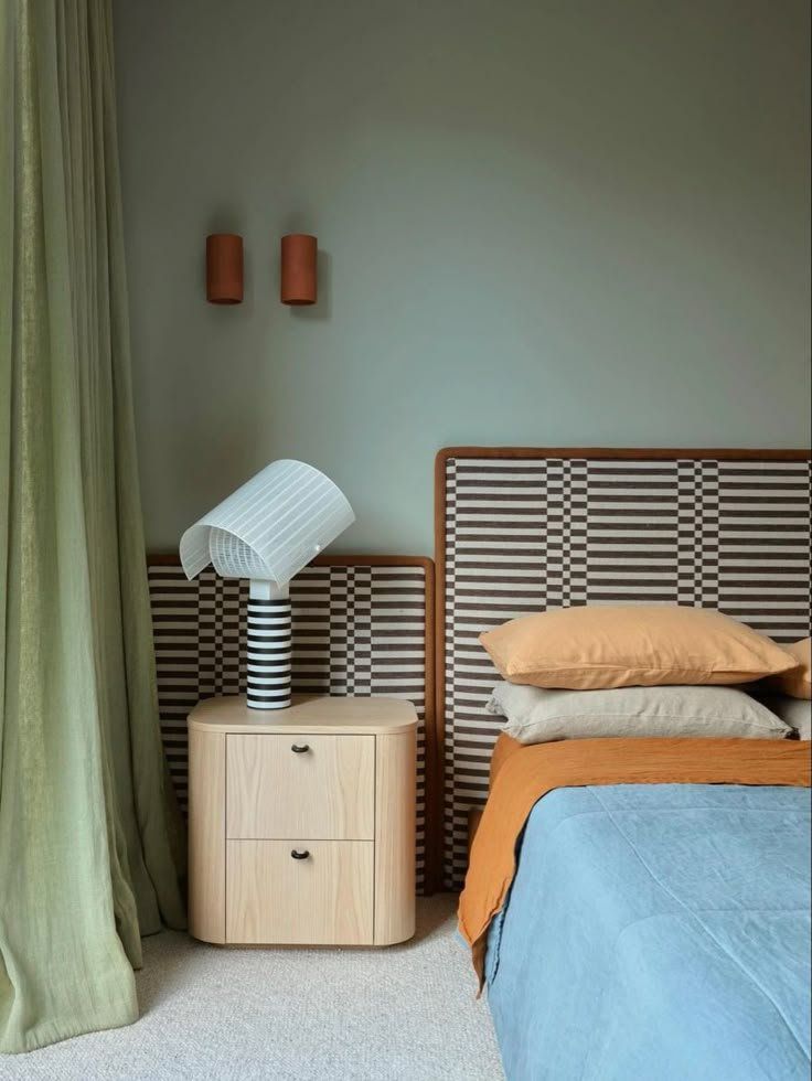Cozy Bedroom Corner With Bedside Lamp And Wooden Nightstand — Everyday Interiors in Helensburgh, NSW