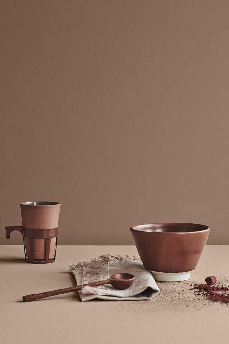 Rustic Coffee Setup With Cups, Spoon, Napkin And Scattered Grounds — Everyday Interiors in Helensburgh, NSW