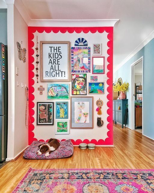 Colorful Hallway Wall Gallery With Framed Art And A Bold Quote — Everyday Interiors in Helensburgh, NSW