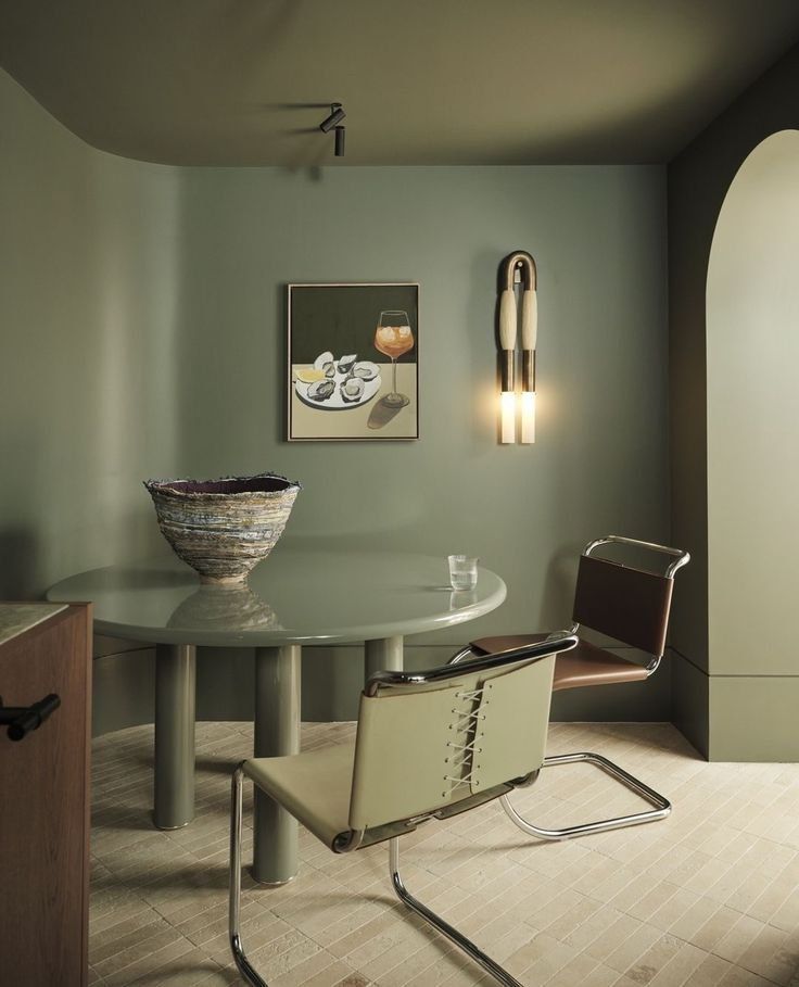 Modern Dining Room With A Round Table, Chairs — Everyday Interiors in Helensburgh, NSW