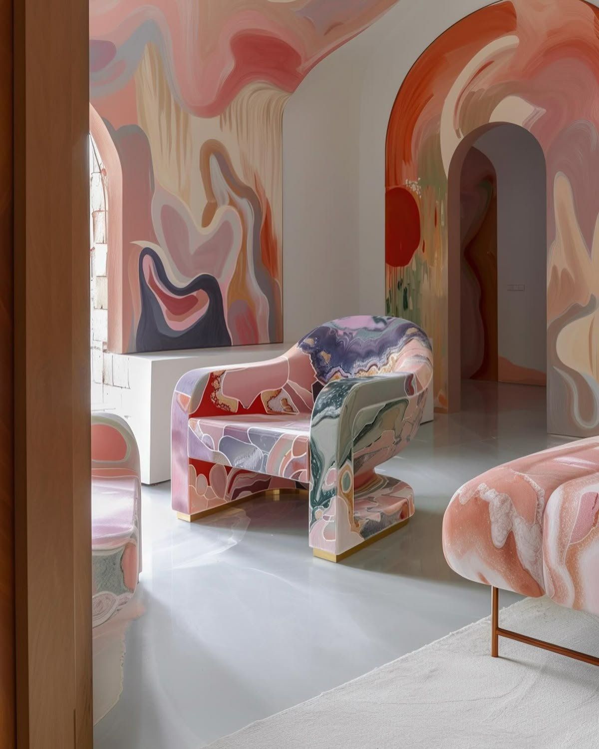 Abstract Pastel Interior With Colorful Upholstered Chairs — Everyday Interiors in Helensburgh, NSW